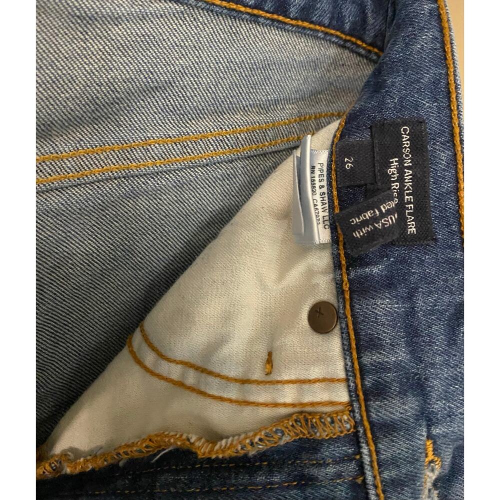 Veronica Beard Carson Ankle Flare Jeans US 26 Blue Denim Let Down Frayed Hem - Picture 7 of 11